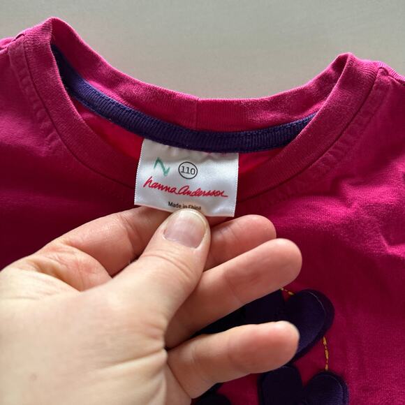 Hanna Andersson Pink & Purple Heart Long Sleeve Tee - Size 5 - Picture 2 of 3
